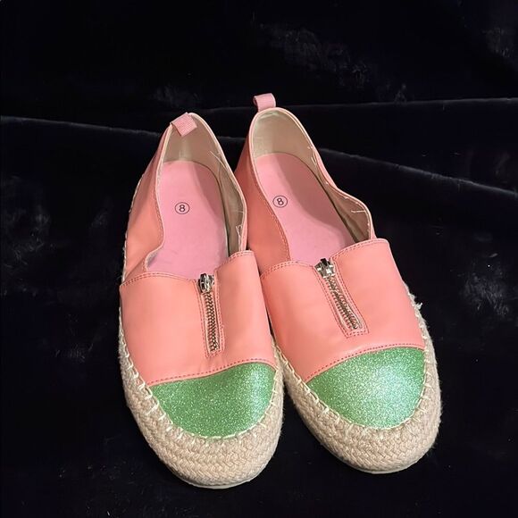 Pink and Green Slip-On Espadrilles - Picture 1 of 8